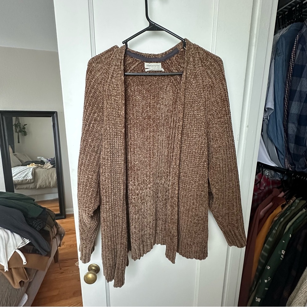 Urban outfitters chenille cardigan in olive green